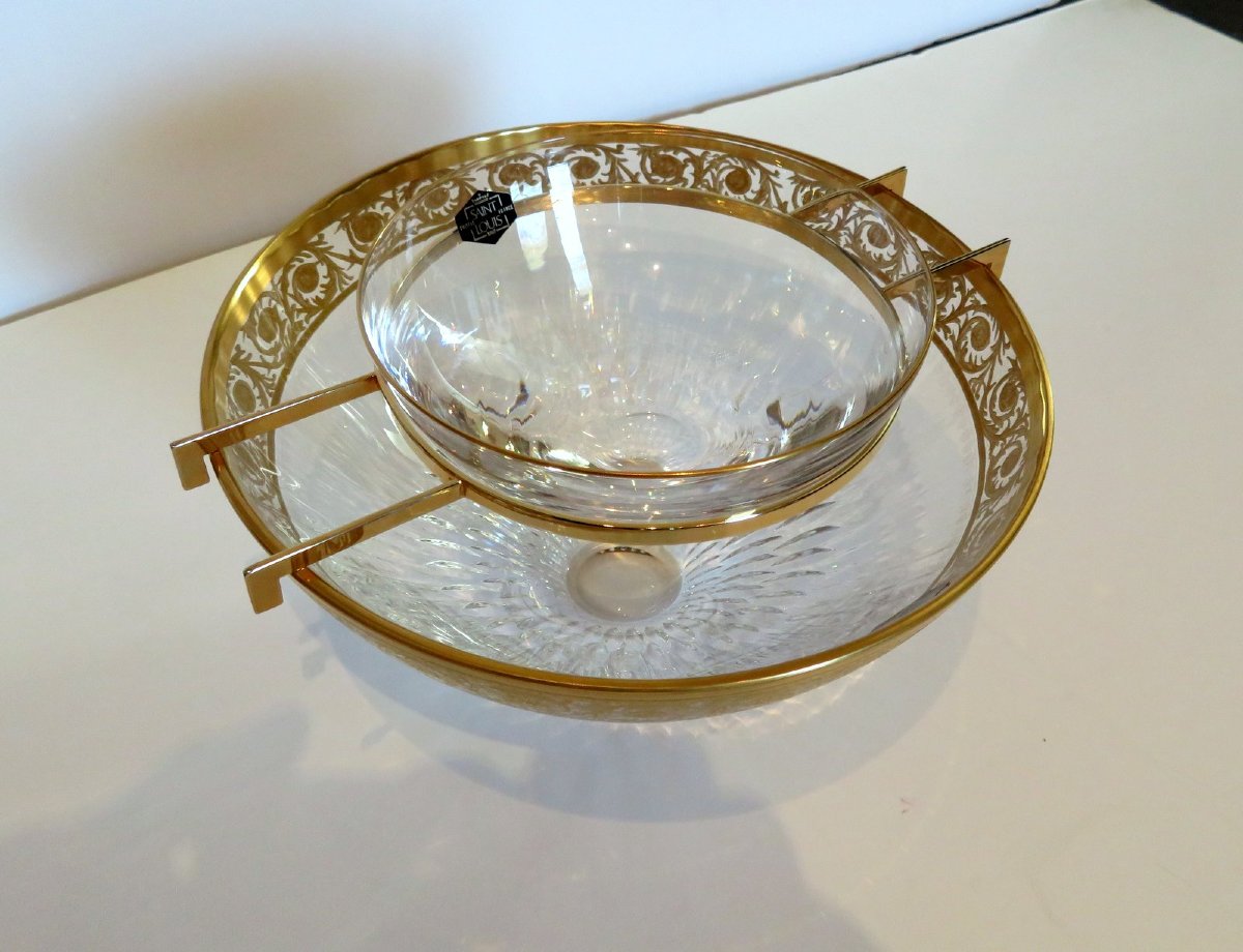 Saint Louis Thistle Gold Crystal Caviar Service Signed-photo-8