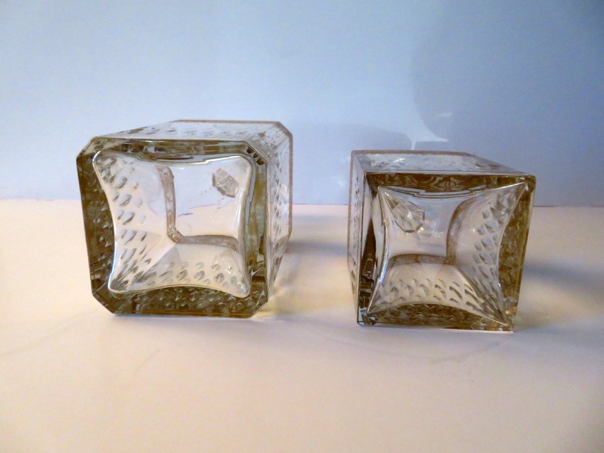  Large Square Bottle Decanter Whisky Of Saint Louis , Thistle Gold Crystal, Signed-photo-5