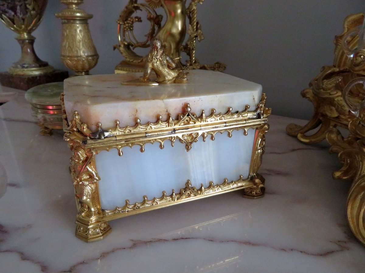 Onyx And Bronze Box, Napoleon III Period-photo-4