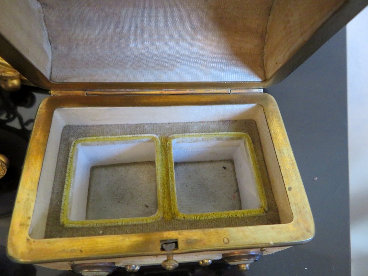 Small Scent Box In Leather And Mother-of-pearl From The Napoleon III Era-photo-4