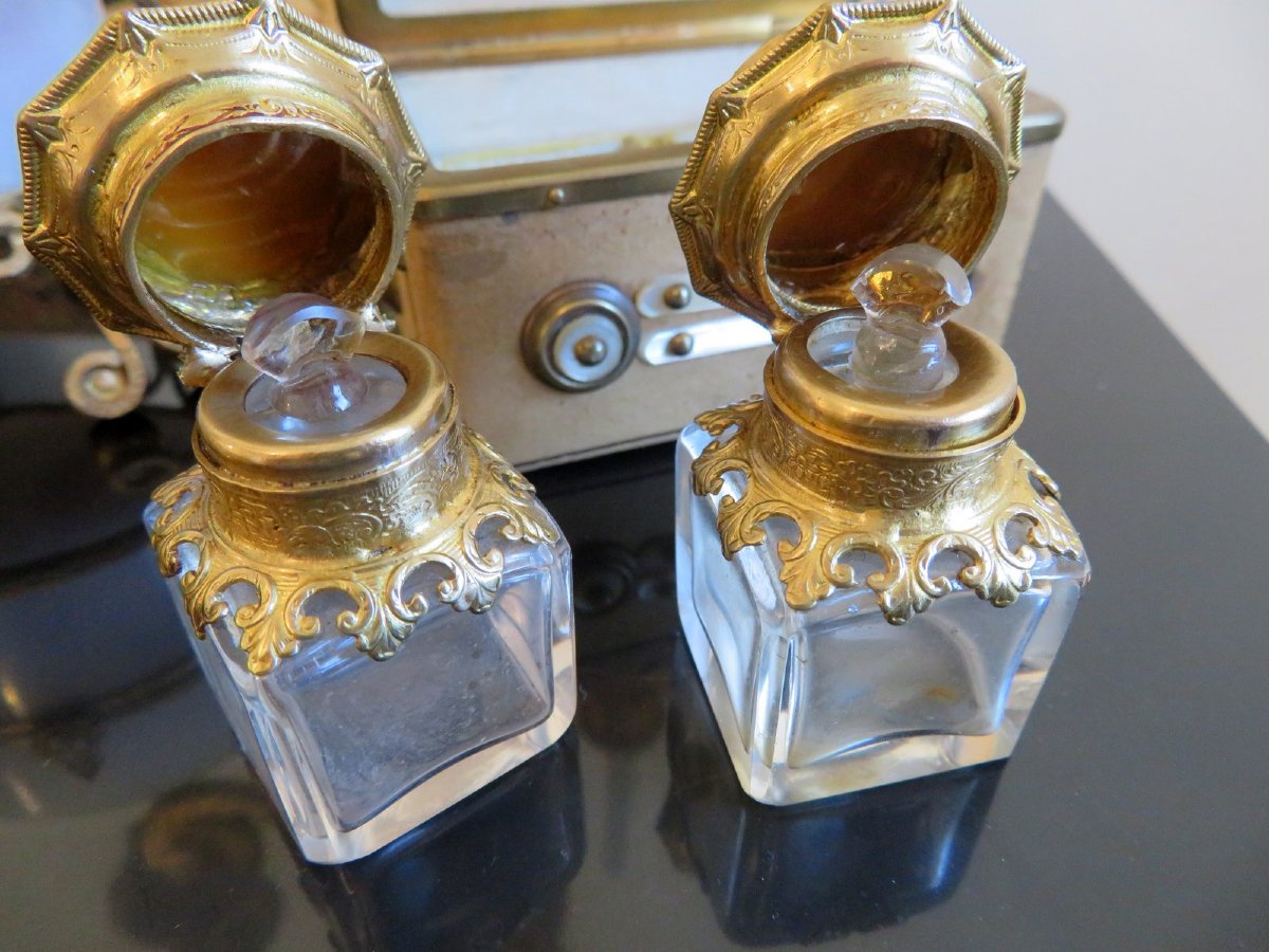 Small Scent Box In Leather And Mother-of-pearl From The Napoleon III Era-photo-5