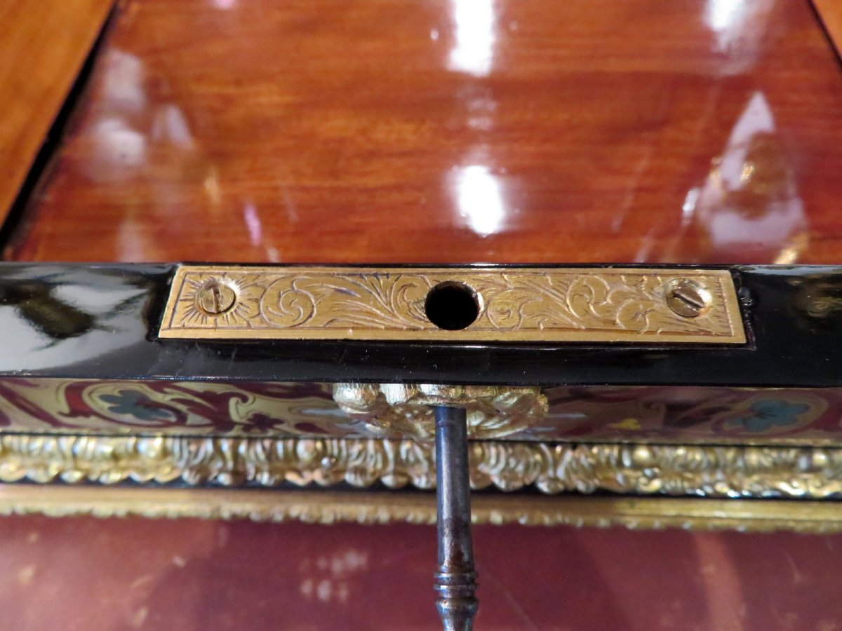 Jewelry Box Boulle Marquetry Multi Color Napoleon III Period 19th Inlay All Sides-photo-1