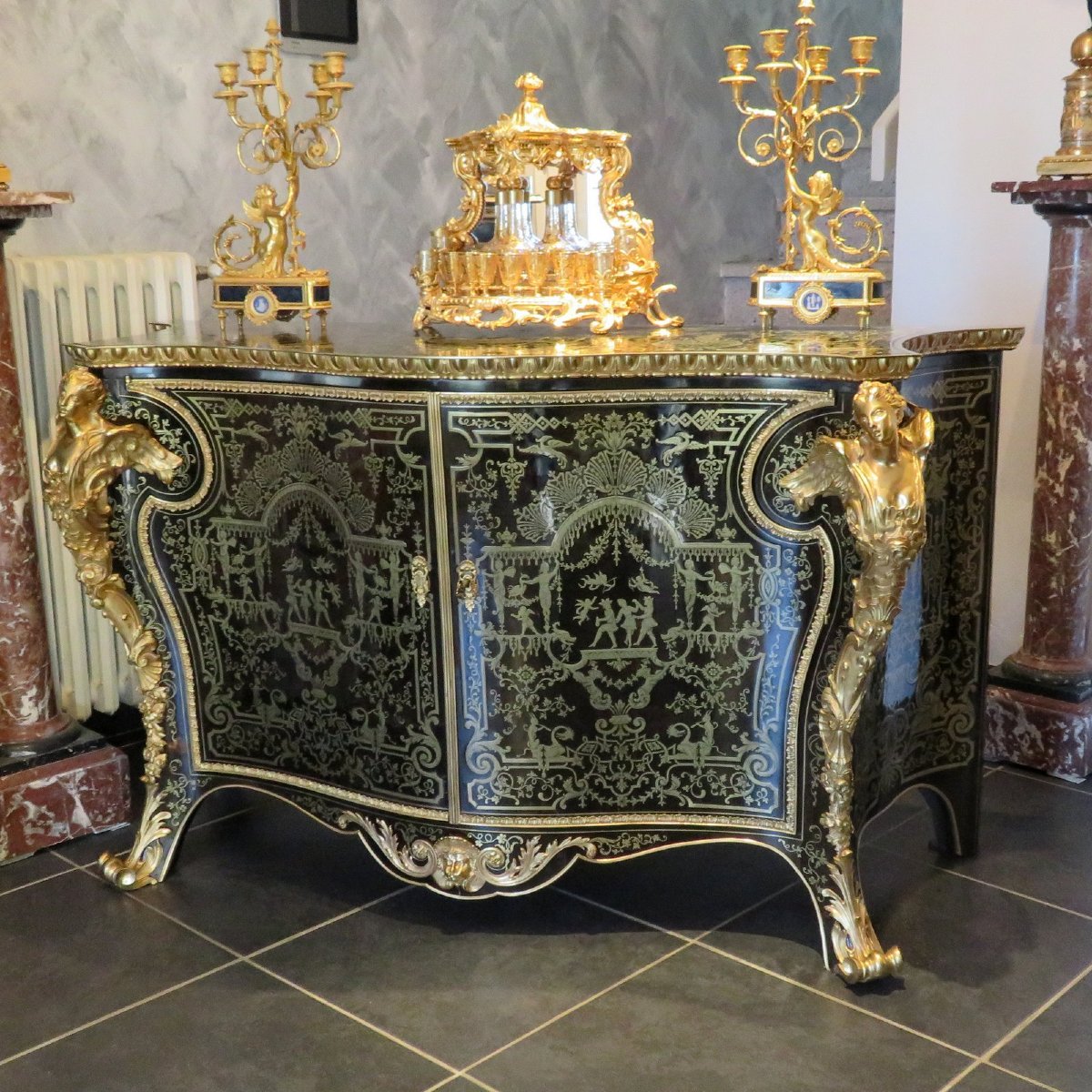 Attribuée à Mellier Commode en marqueterie Boulle époque 19éme Style Régence-photo-4