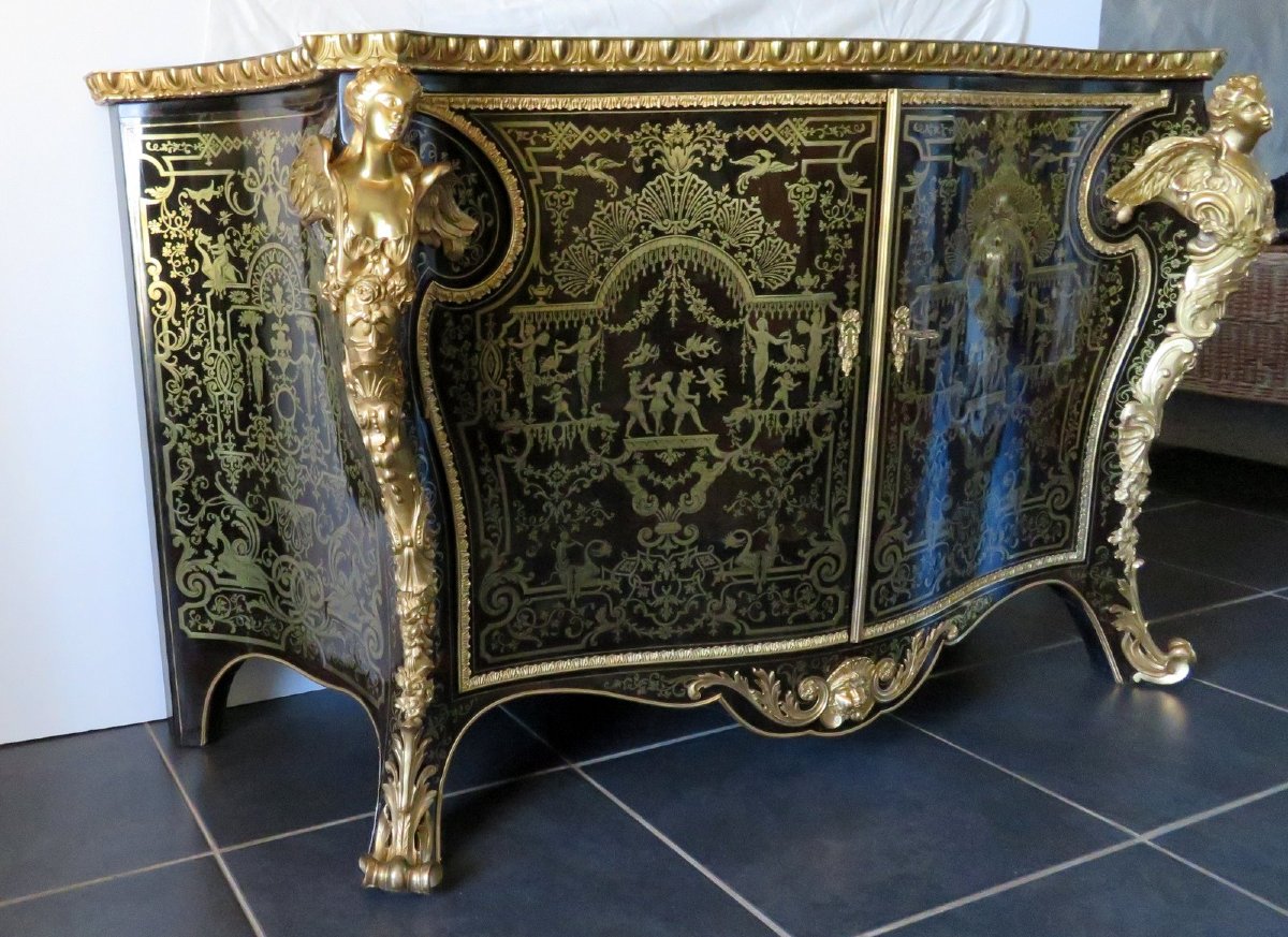 Attribuée à Mellier Commode en marqueterie Boulle époque 19éme Style Régence-photo-2