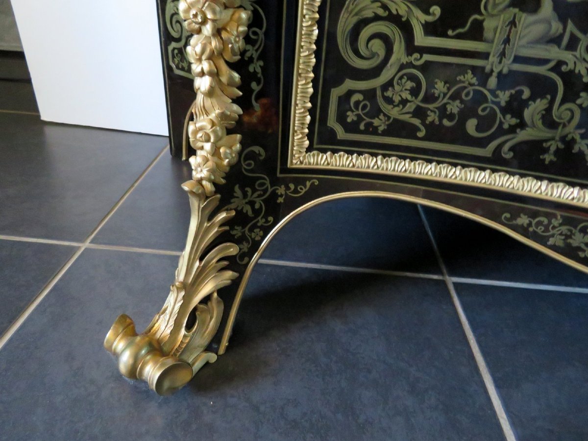 Attribuée à Mellier Commode en marqueterie Boulle époque 19éme Style Régence-photo-4