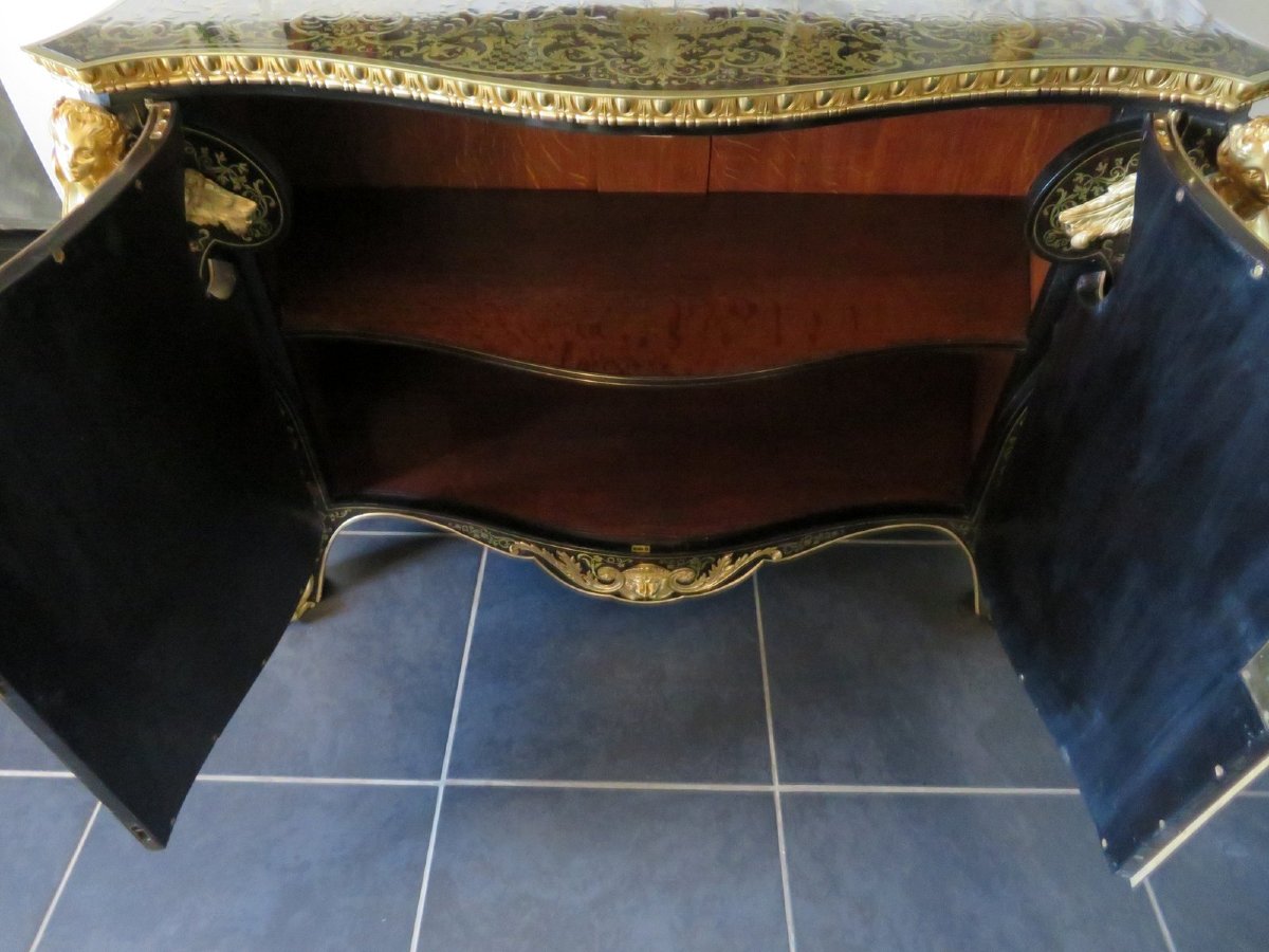 Attribuée à Mellier Commode en marqueterie Boulle époque 19éme Style Régence-photo-5