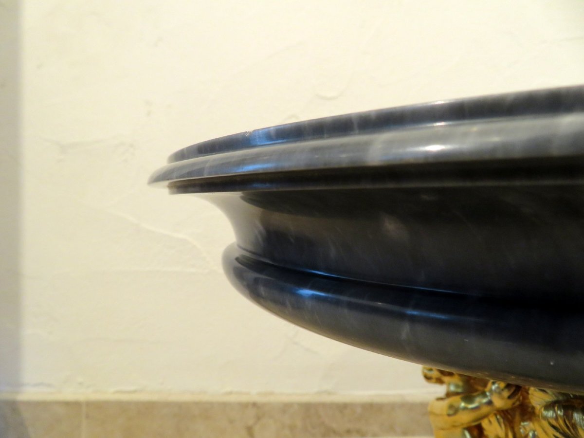 centre de table en Bronze doré et marbre bleu de Turquin Hauteur 35cm-photo-8