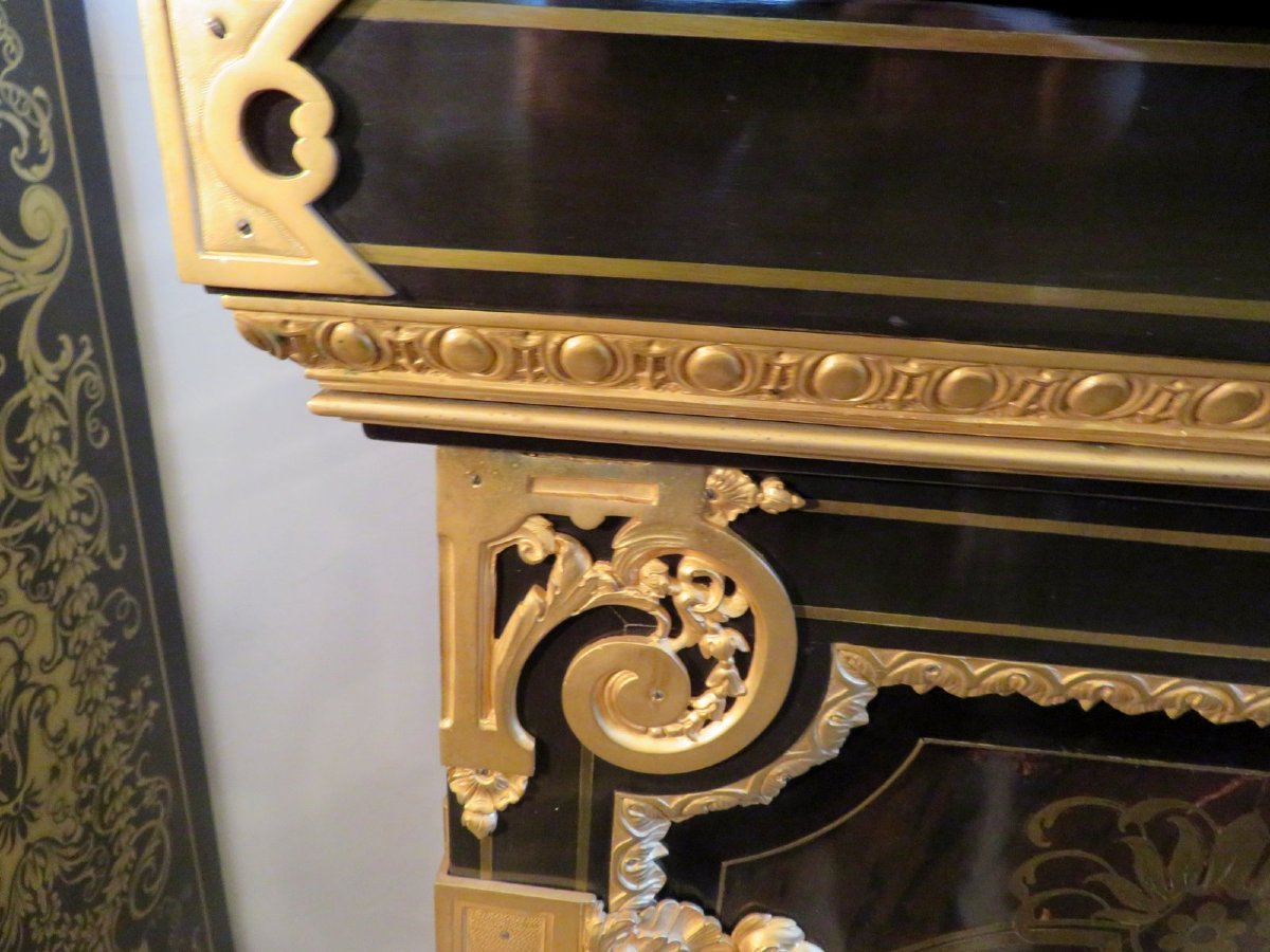 Stamped Vve Sormani, Cabinet In Boulle Marquetry , 19th Century, Louis XIV Style.-photo-4
