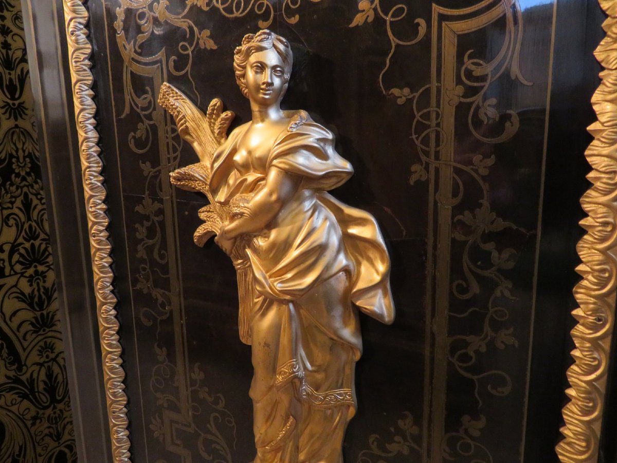 Stamped Vve Sormani, Cabinet In Boulle Marquetry , 19th Century, Louis XIV Style.-photo-4