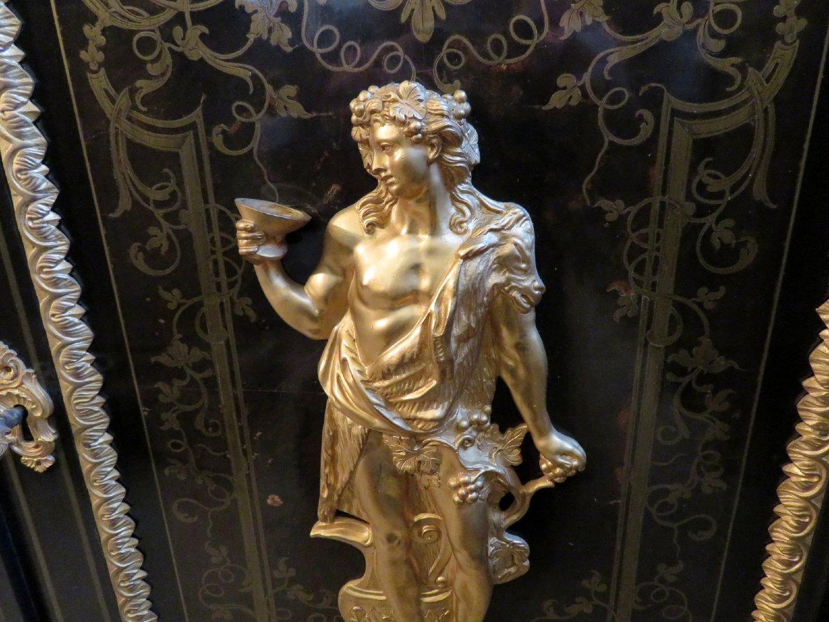 Stamped Vve Sormani, Cabinet In Boulle Marquetry , 19th Century, Louis XIV Style.-photo-5