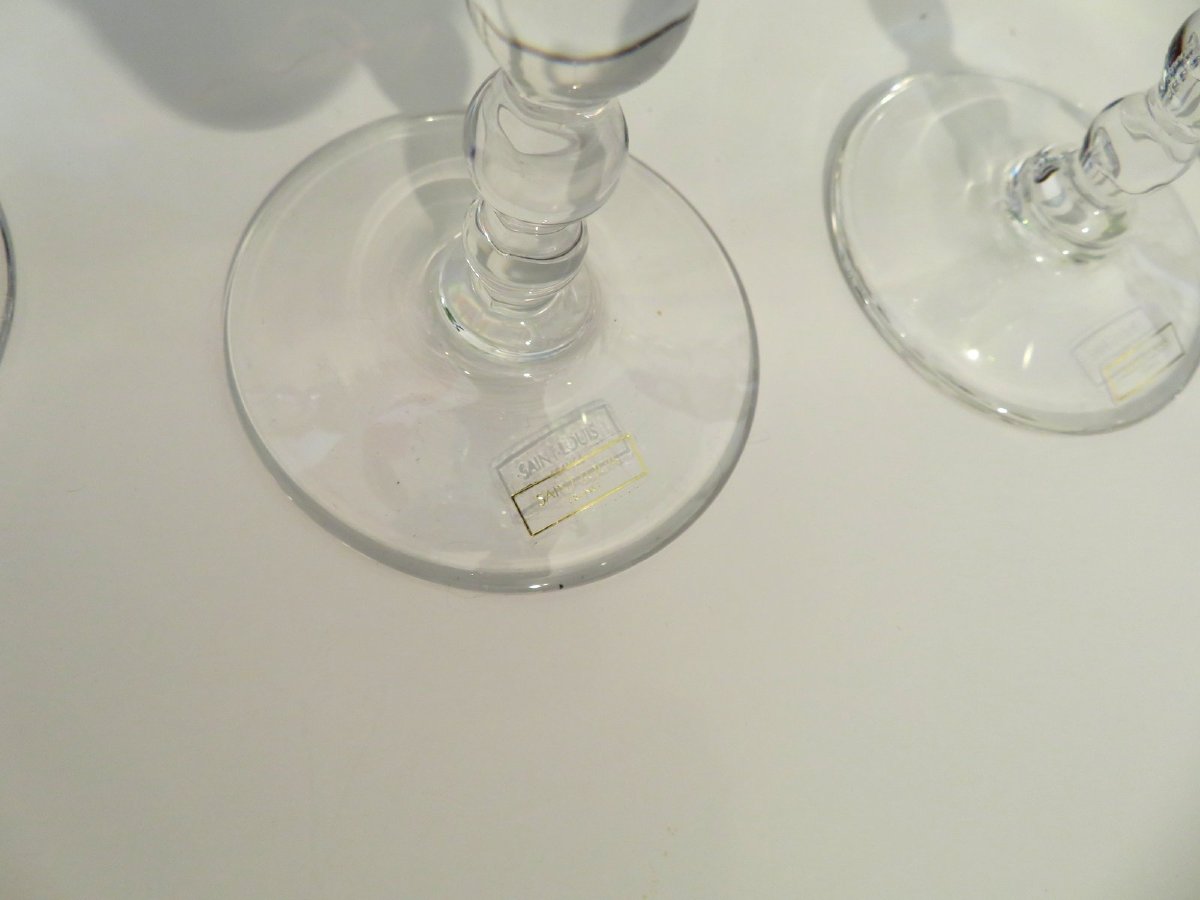 Saint Louis Crystal Colorful Bubbles Model Set Of 6 Flutes Champagne Glass, New In Box-photo-3