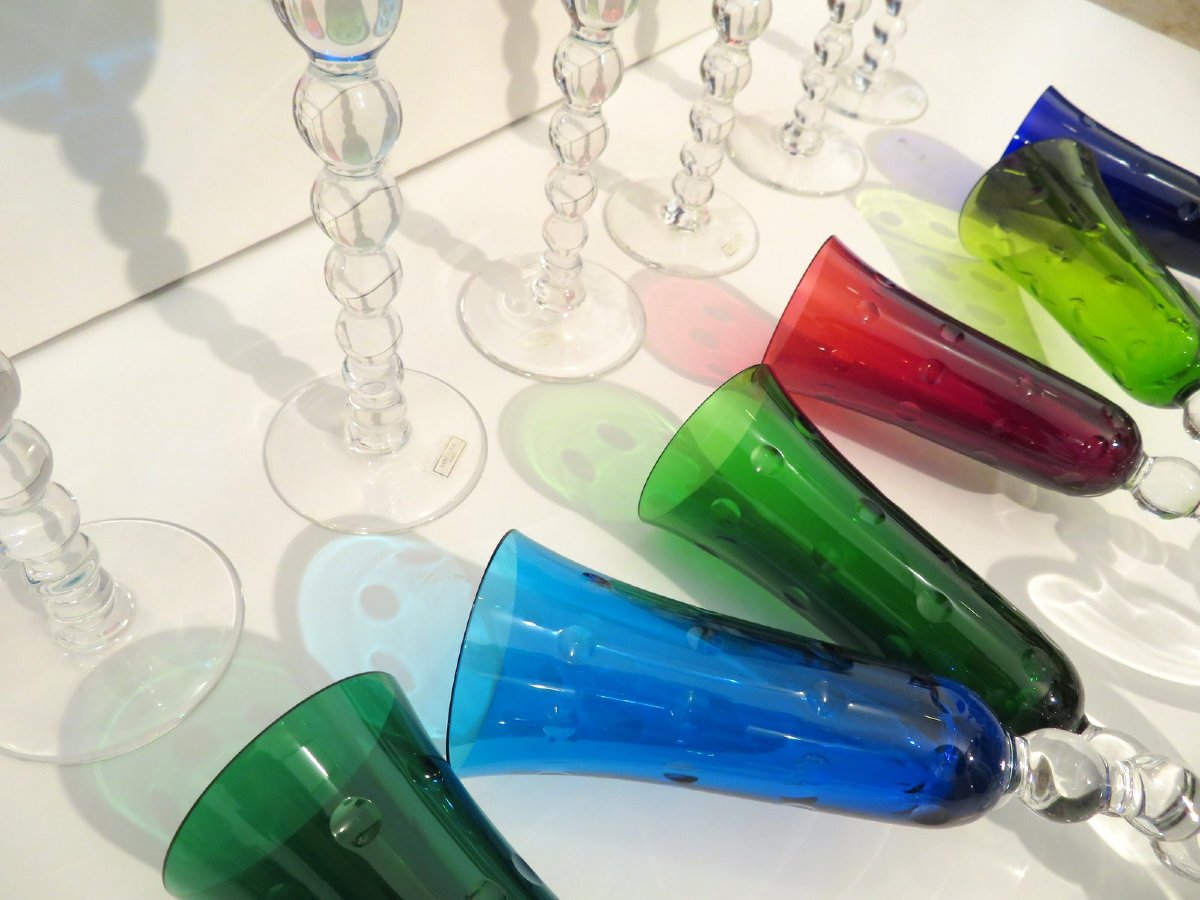 Saint Louis Crystal Bubbles Model Set 6 Roemers Rhine Wine Hock Glasses And 6 Flutes In A Box-photo-4