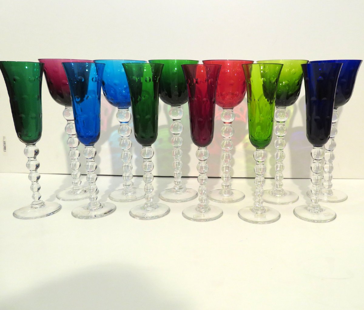 Saint Louis Crystal Bubbles Model Set 6 Roemers Rhine Wine Hock Glasses And 6 Flutes In A Box-photo-6