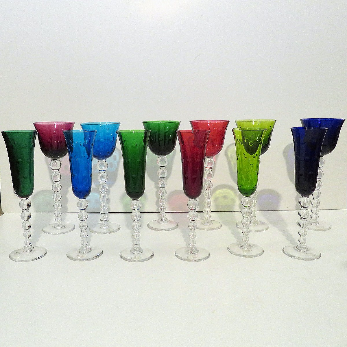 Saint Louis Crystal Bubbles Model Set 6 Roemers Rhine Wine Hock Glasses And 6 Flutes In A Box
