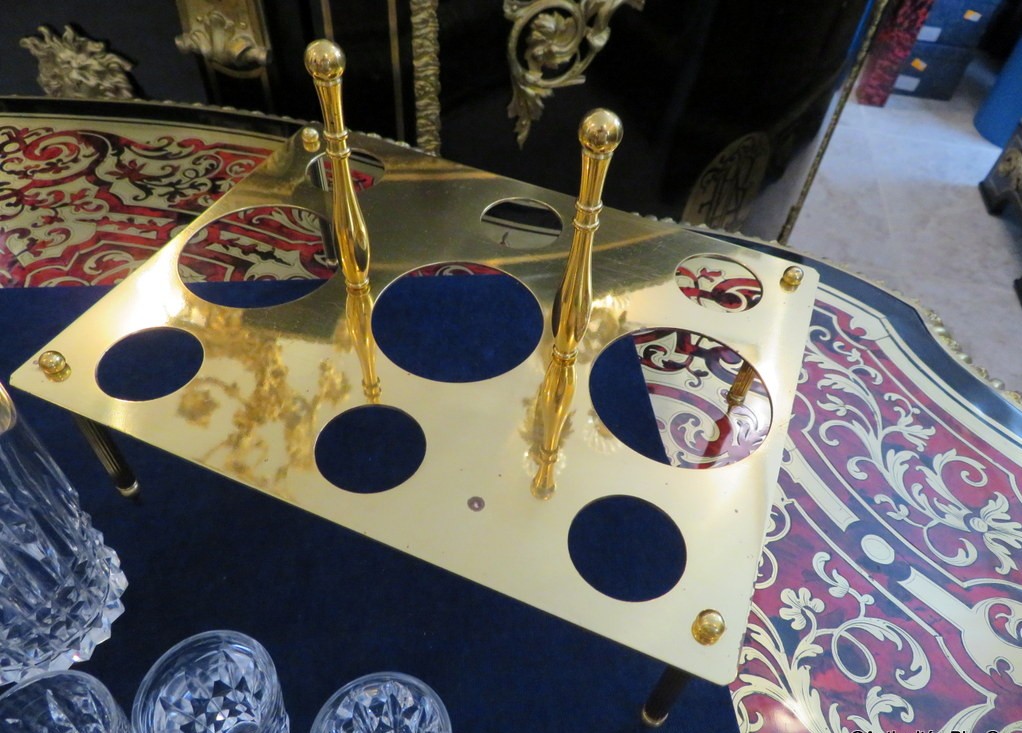 Tantalus Box In  Bronze And Crystal Liquor Cabinet Complete , Circa 1900-photo-2