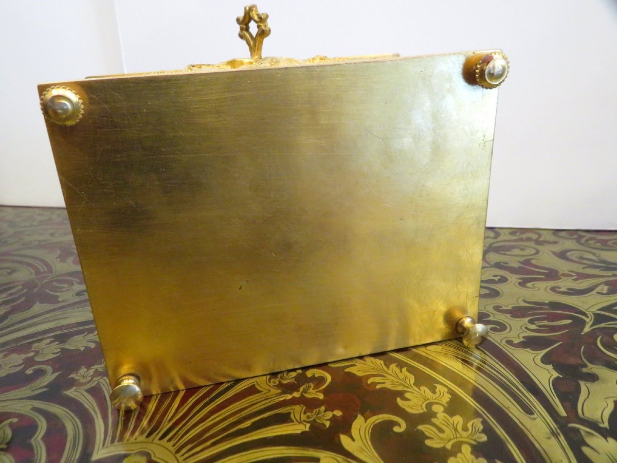 Box In Golden Bronze Marquetry 19th Boulle-photo-5