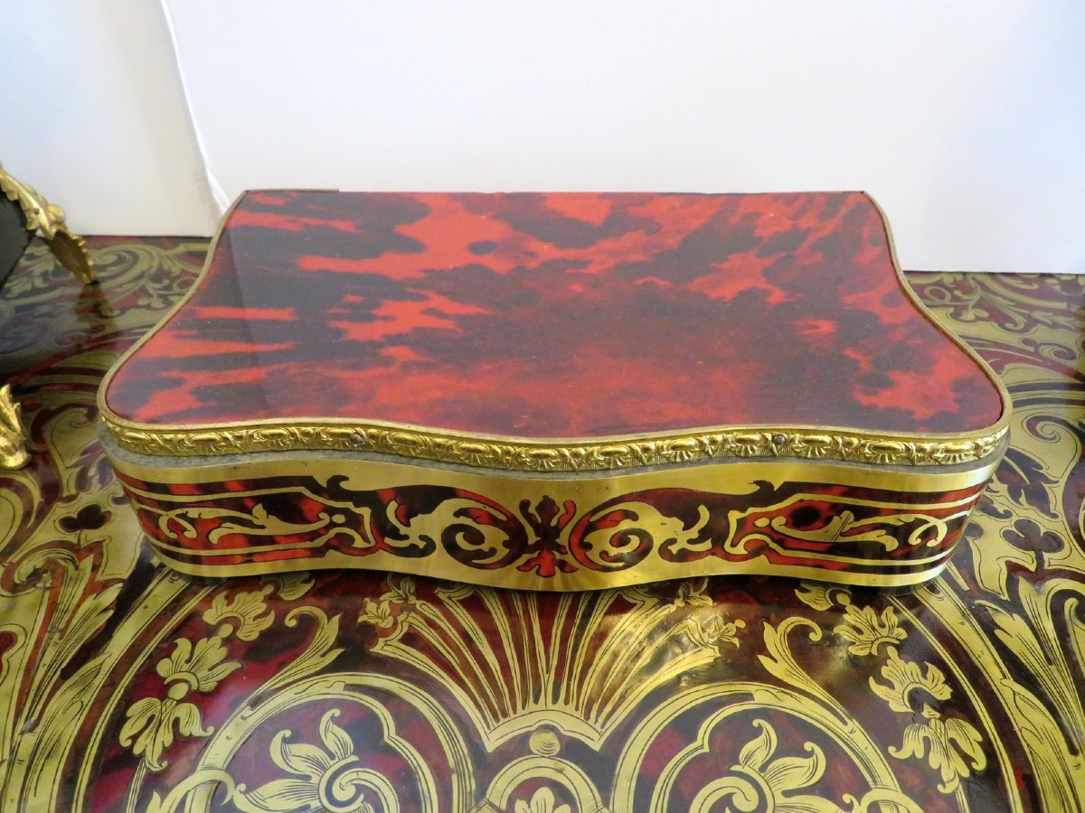 Cartel sur socle  45cm avec ses cassolettes en marqueterie Boulle d’époque Napoléon III-photo-3