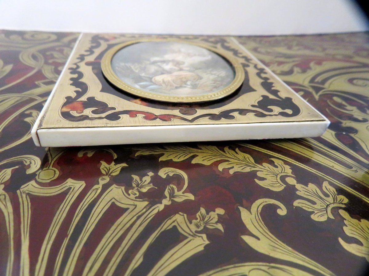 Painting With Frame In Boulle Marquetry Napoleon III Period 19th-photo-3