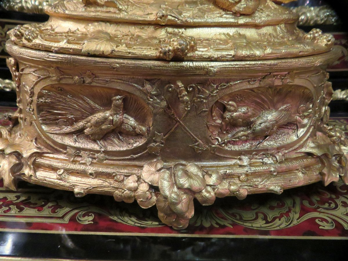 marquée LEBLANC Boite à bijoux en Bronze doré oiseaux Epoque Napoléon III-photo-1