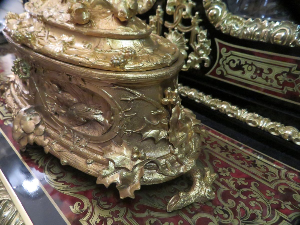 marquée LEBLANC Boite à bijoux en Bronze doré oiseaux Epoque Napoléon III-photo-2