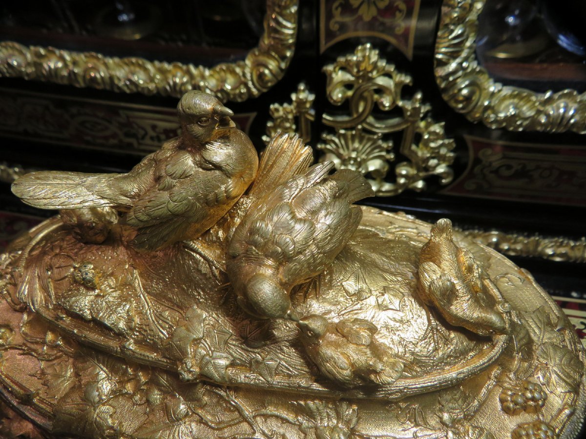 marquée LEBLANC Boite à bijoux en Bronze doré oiseaux Epoque Napoléon III-photo-3
