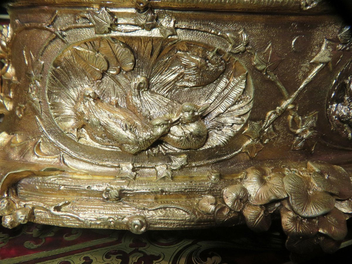 marquée LEBLANC Boite à bijoux en Bronze doré oiseaux Epoque Napoléon III-photo-5