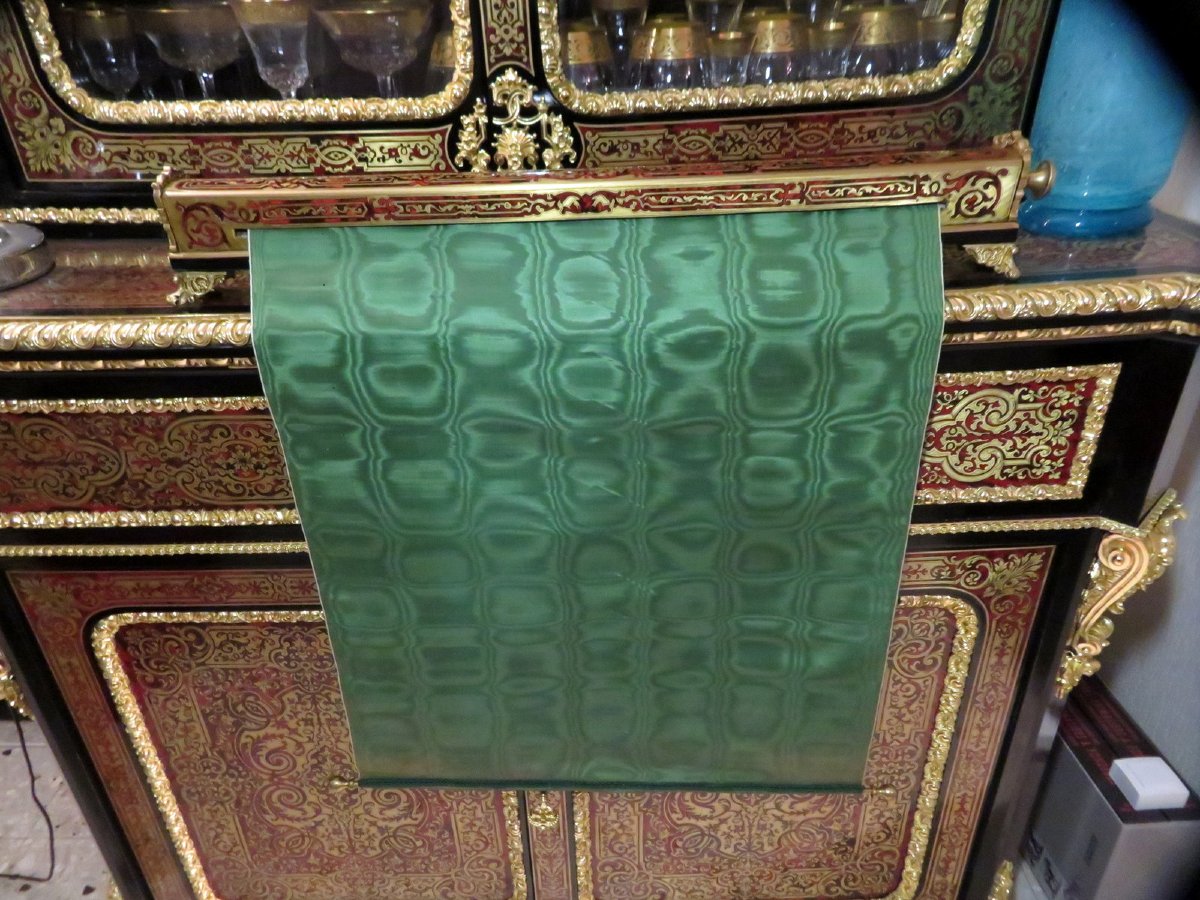 marqué ZIMBERG Pare Fumée en marqueterie Boulle époque Napoléon III-photo-4