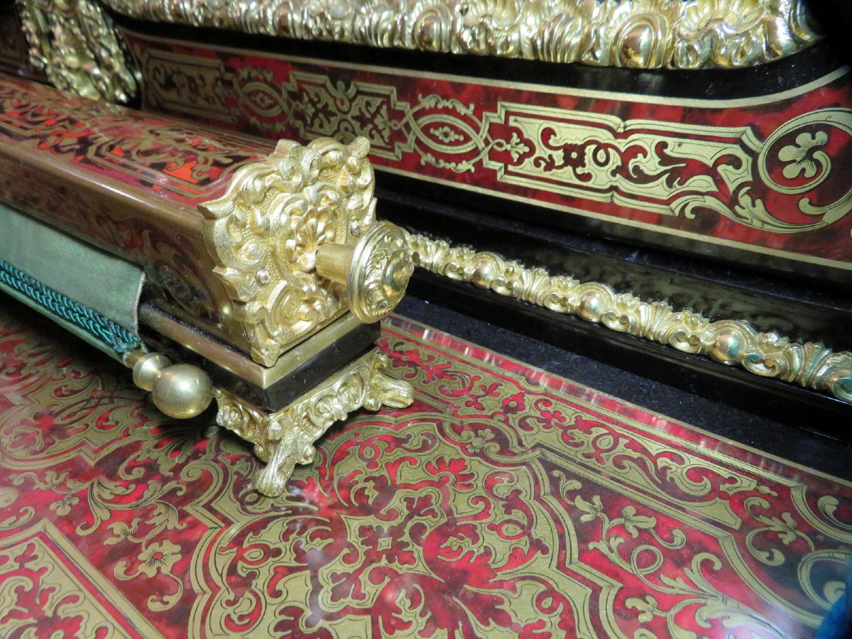 marqué ZIMBERG Pare Fumée en marqueterie Boulle époque Napoléon III-photo-4