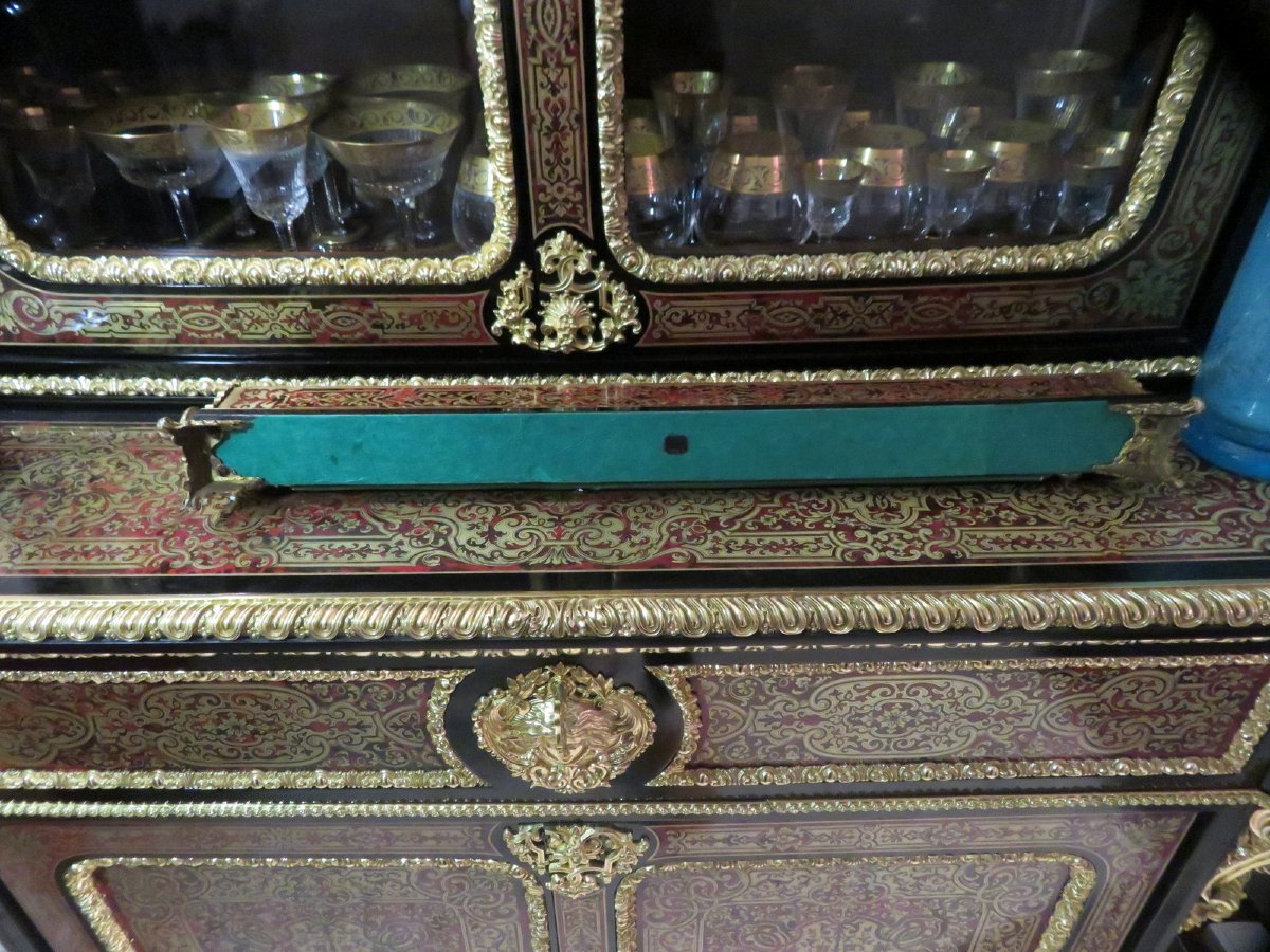 marqué ZIMBERG Pare Fumée en marqueterie Boulle époque Napoléon III-photo-5