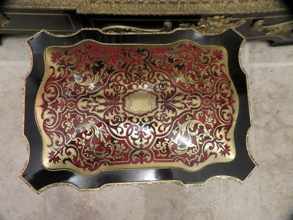 Importante Cave à liqueur en marqueterie Boulle d’époque Napoléon III 18 verres !!-photo-2