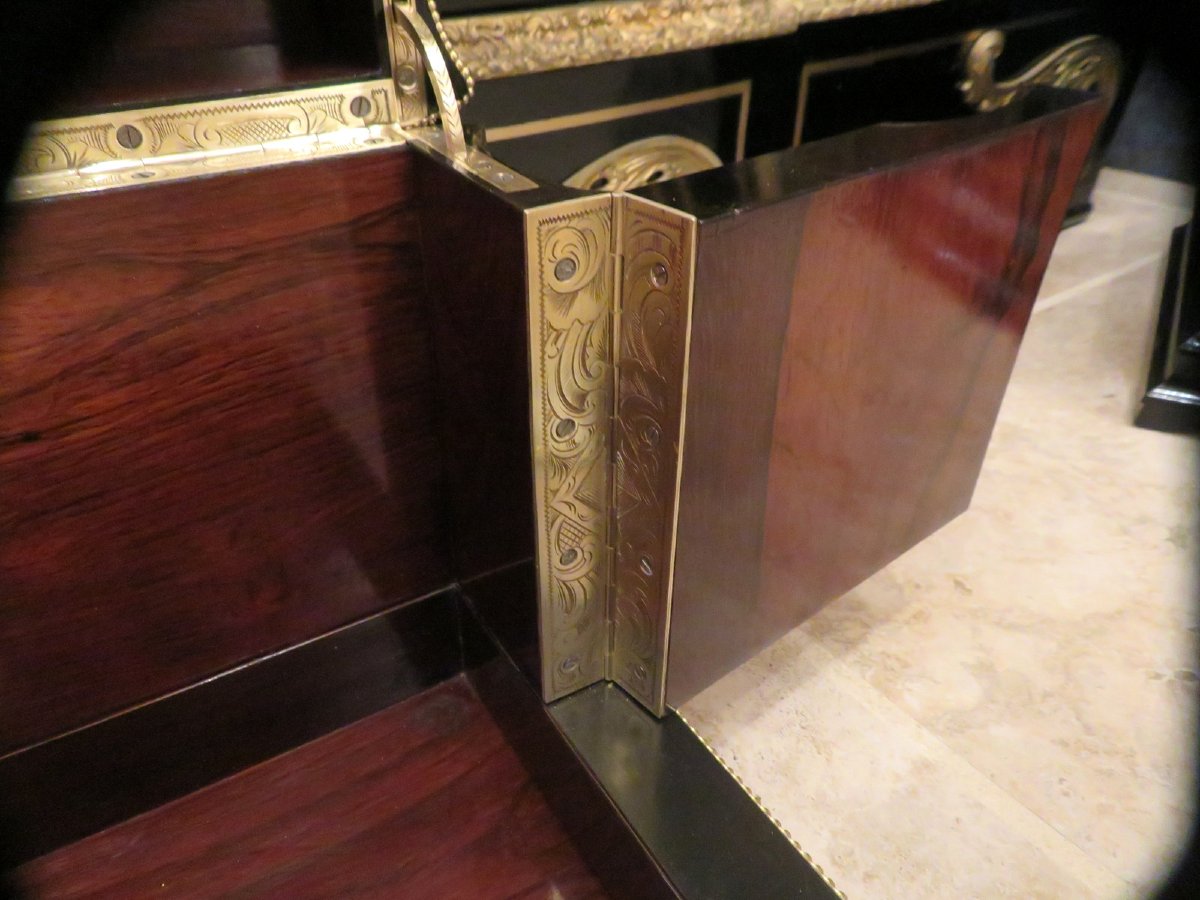 Importante Cave à liqueur en marqueterie Boulle d’époque Napoléon III 18 verres !!-photo-5