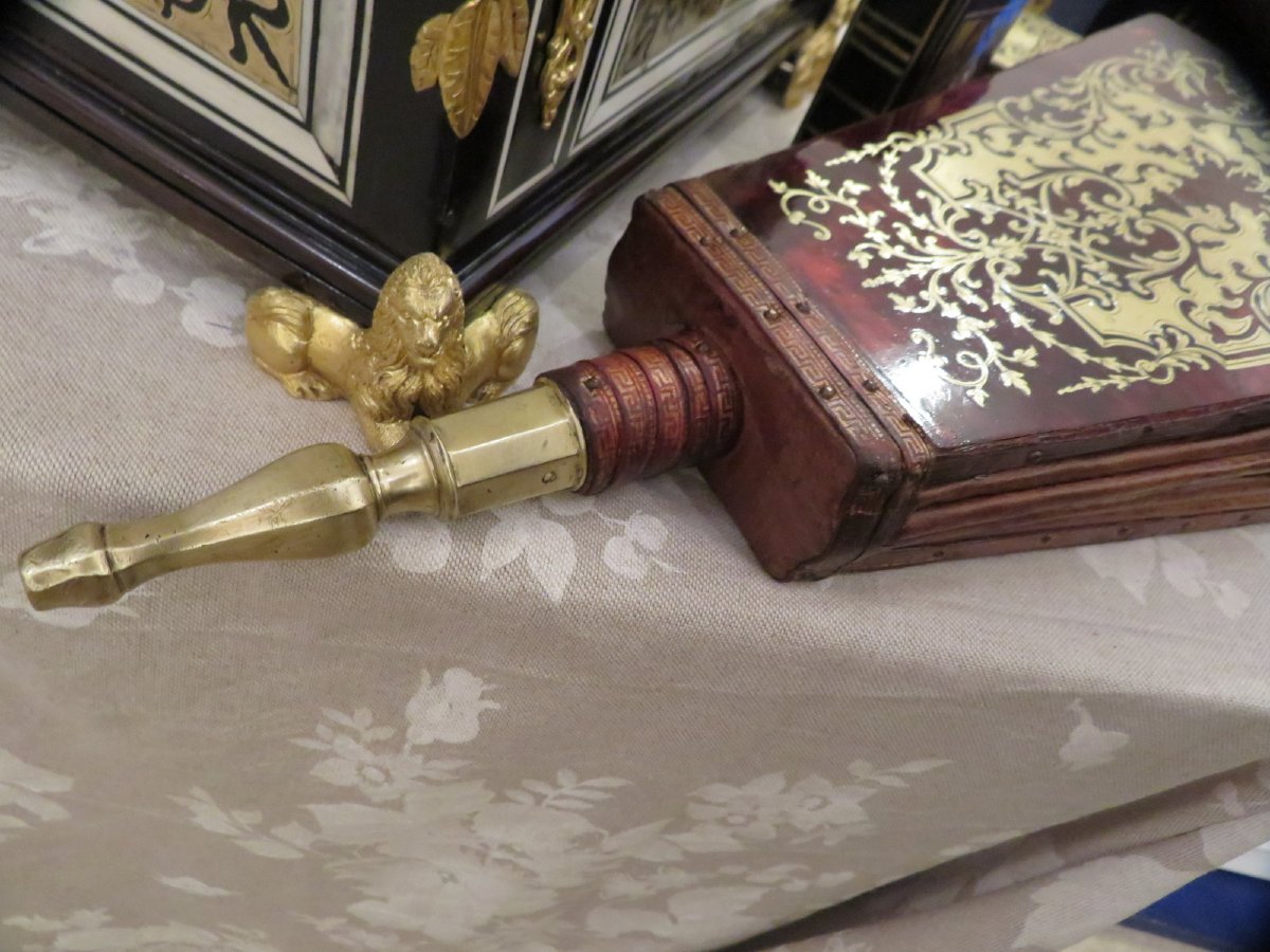 Soufflet de cheminée 2 faces en marqueterie Boulle époque XVIII-photo-8