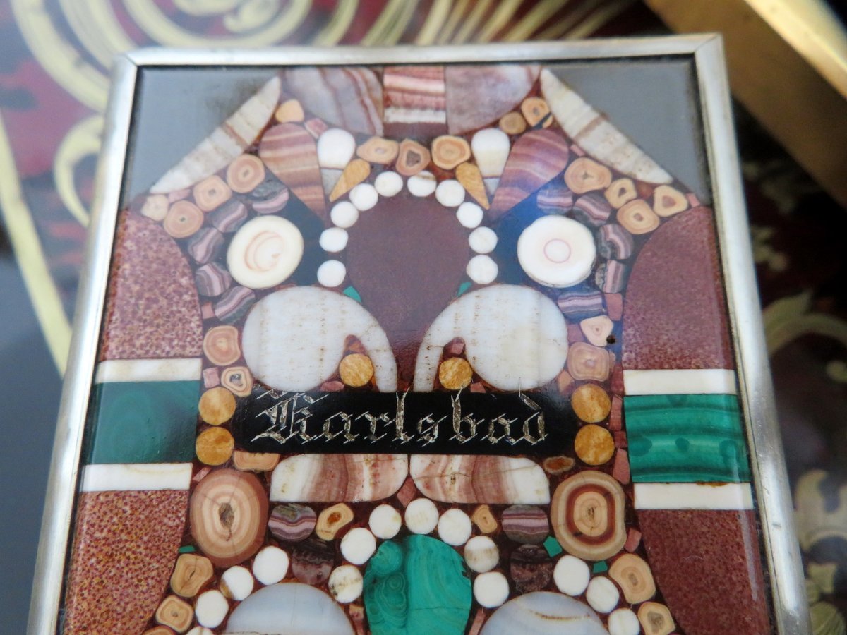 Porte montre en Malachite et marqueterie de pierre dure Epoque Napoléon III-photo-2