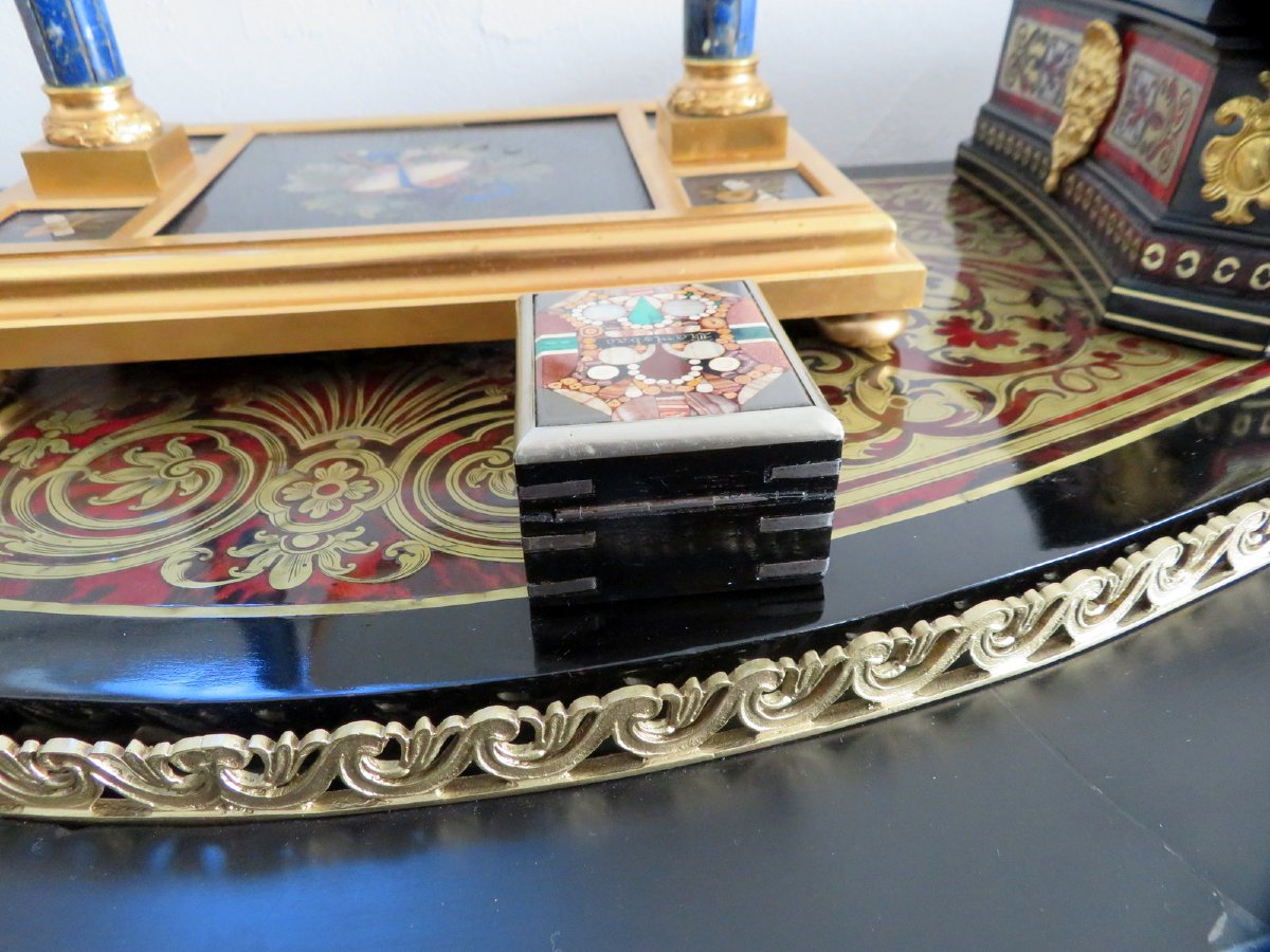 Porte montre en Malachite et marqueterie de pierre dure Epoque Napoléon III-photo-2