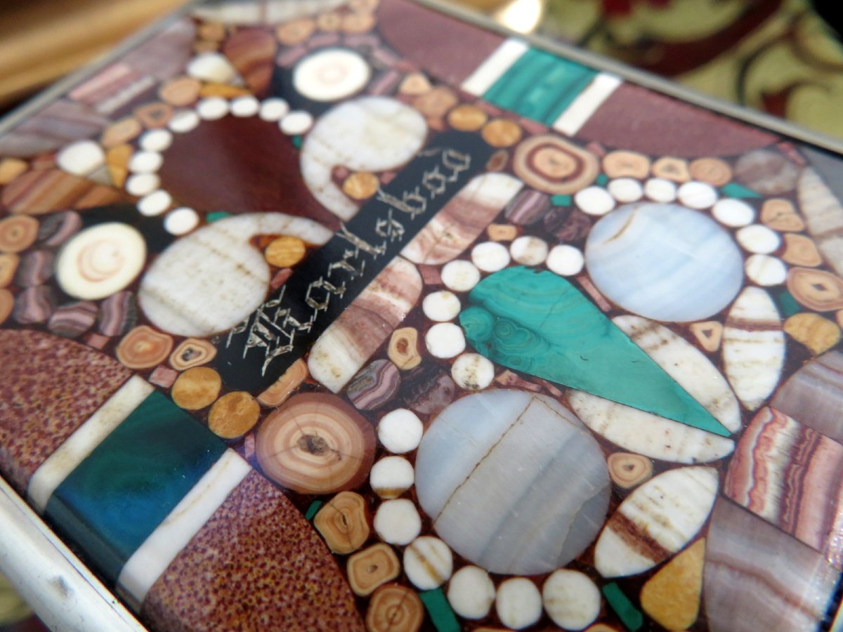 Porte montre en Malachite et marqueterie de pierre dure Epoque Napoléon III-photo-8