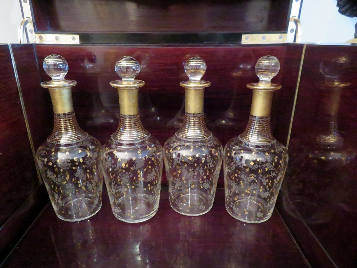 Cave à liqueur marqueterie de Bois de Rose Bronze époque Napoléon III-photo-6