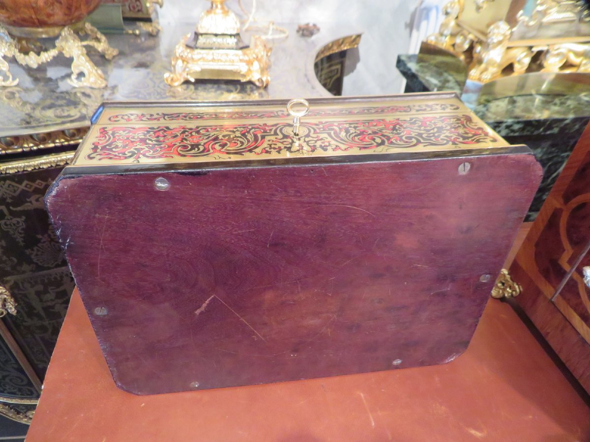 signée TAHAN Boite à bijoux marqueterie Boulle toutes faces d’époque Napoléon III-photo-8