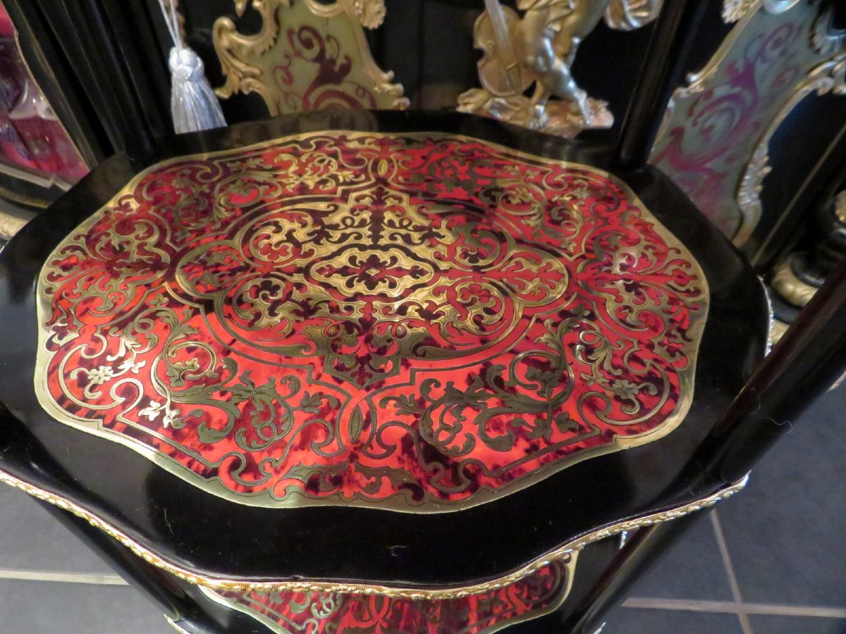 Little Table In Boulle Marquetry 19th Century, 3 Shelves-photo-2