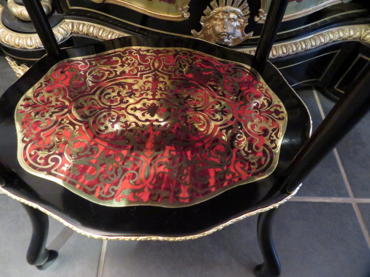 Little Table In Boulle Marquetry 19th Century, 3 Shelves-photo-3