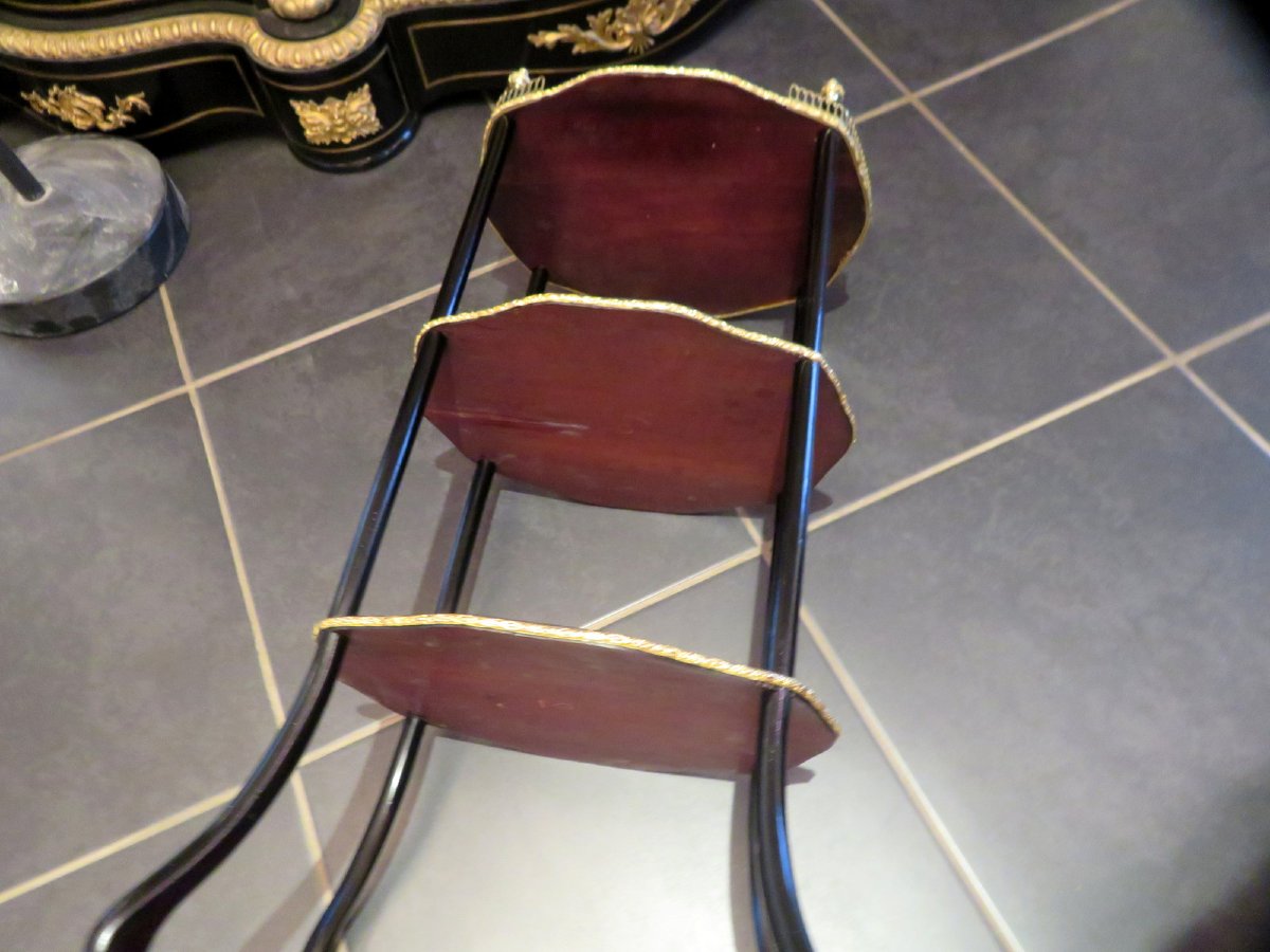 Little Table In Boulle Marquetry 19th Century, 3 Shelves-photo-5