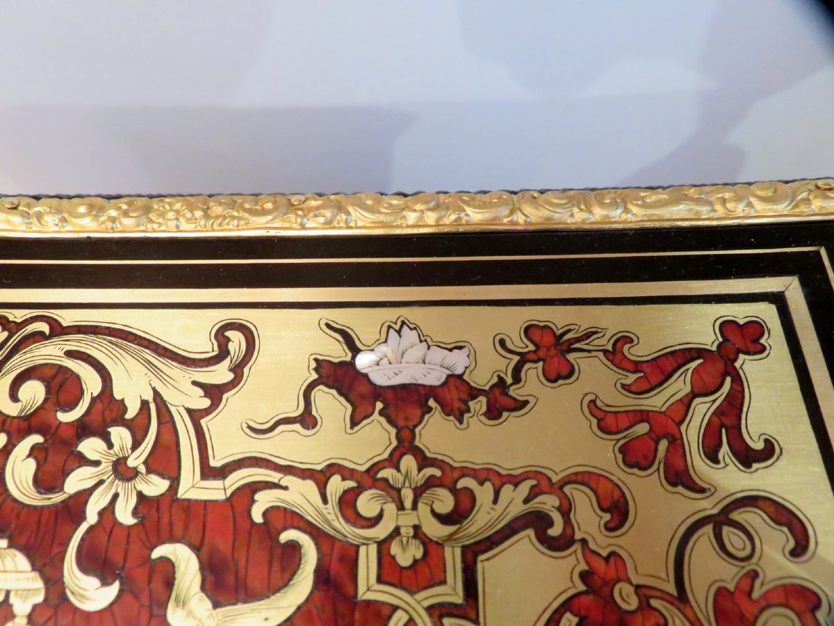 Cave à liqueur marqueterie Boulle et  Bronze époque Napoléon III compléte-photo-1