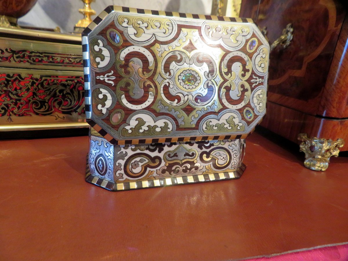 par FORTNER Boite en marquetrie de nacre et os Epoque Napoléon III Boulle-photo-3