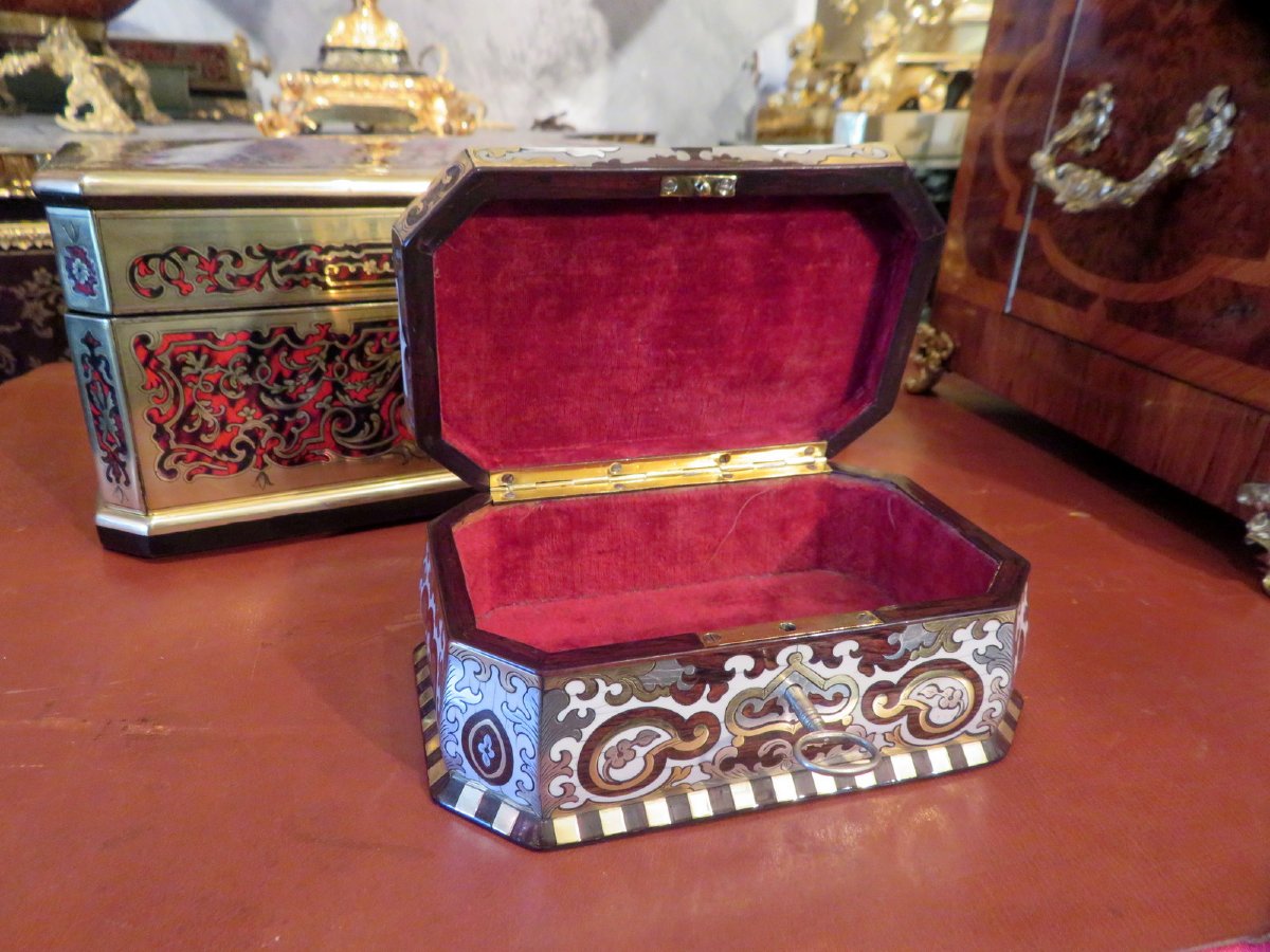 par FORTNER Boite en marquetrie de nacre et os Epoque Napoléon III Boulle-photo-4
