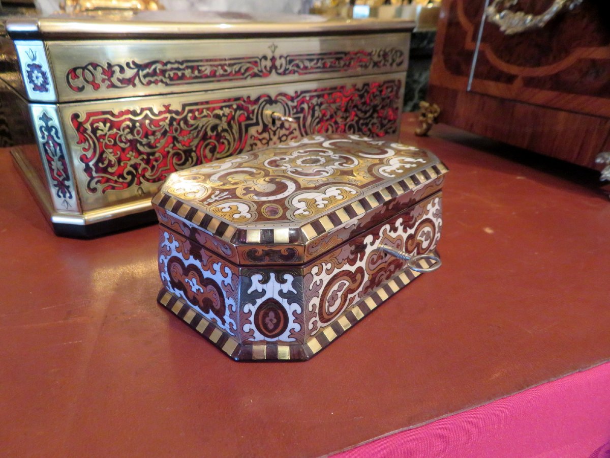 par FORTNER Boite en marquetrie de nacre et os Epoque Napoléon III Boulle-photo-1