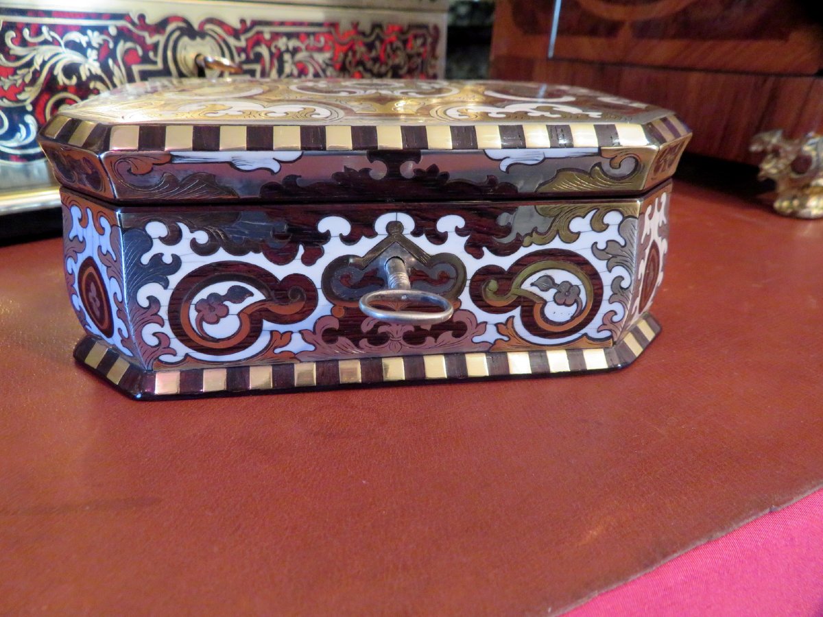 par FORTNER Boite en marquetrie de nacre et os Epoque Napoléon III Boulle-photo-3