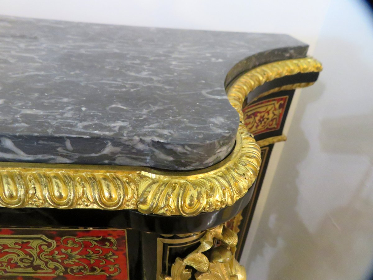 Cabinet 1 Door In Marquetry Boulle  All Sides 19th Period Napoléon III-photo-4