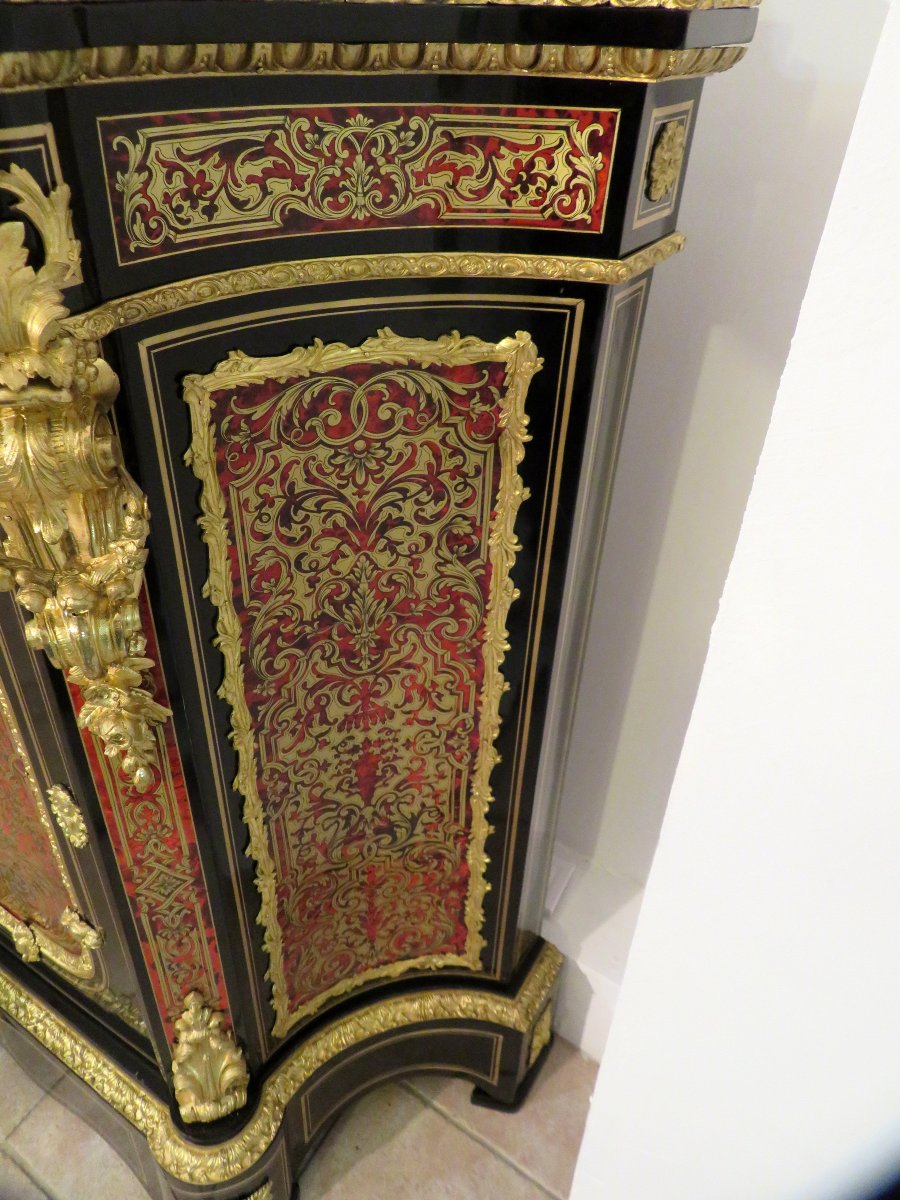 Cabinet 1 Door In Marquetry Boulle  All Sides 19th Period Napoléon III-photo-6