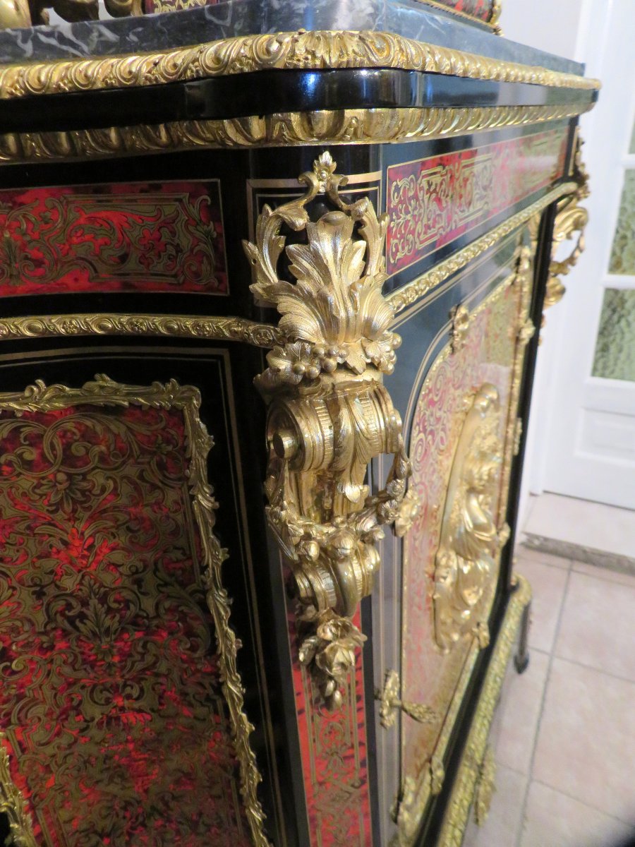 Cabinet 1 Door In Marquetry Boulle  All Sides 19th Period Napoléon III-photo-8