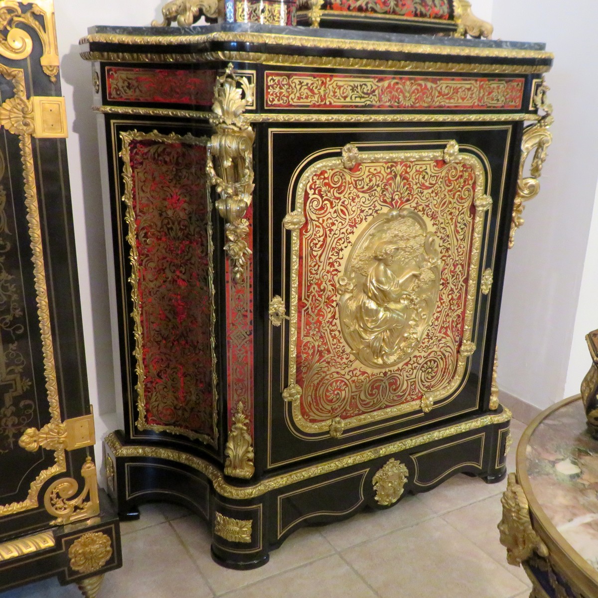 Cabinet 1 Door In Marquetry Boulle  All Sides 19th Period Napoléon III