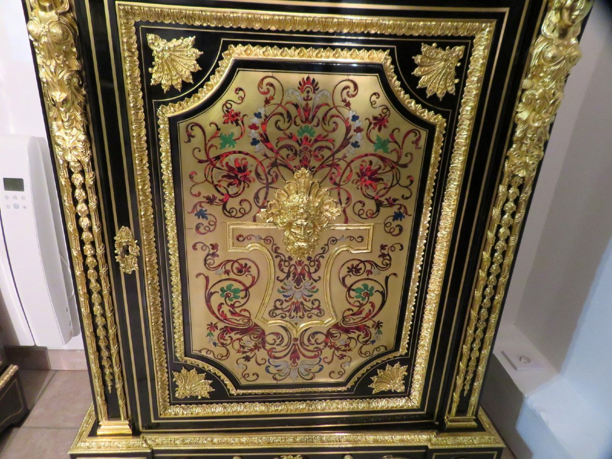 marqué JEANDON haut Meuble d’appui L XIV en marqueterie Boulle époque Napoléon III-photo-4
